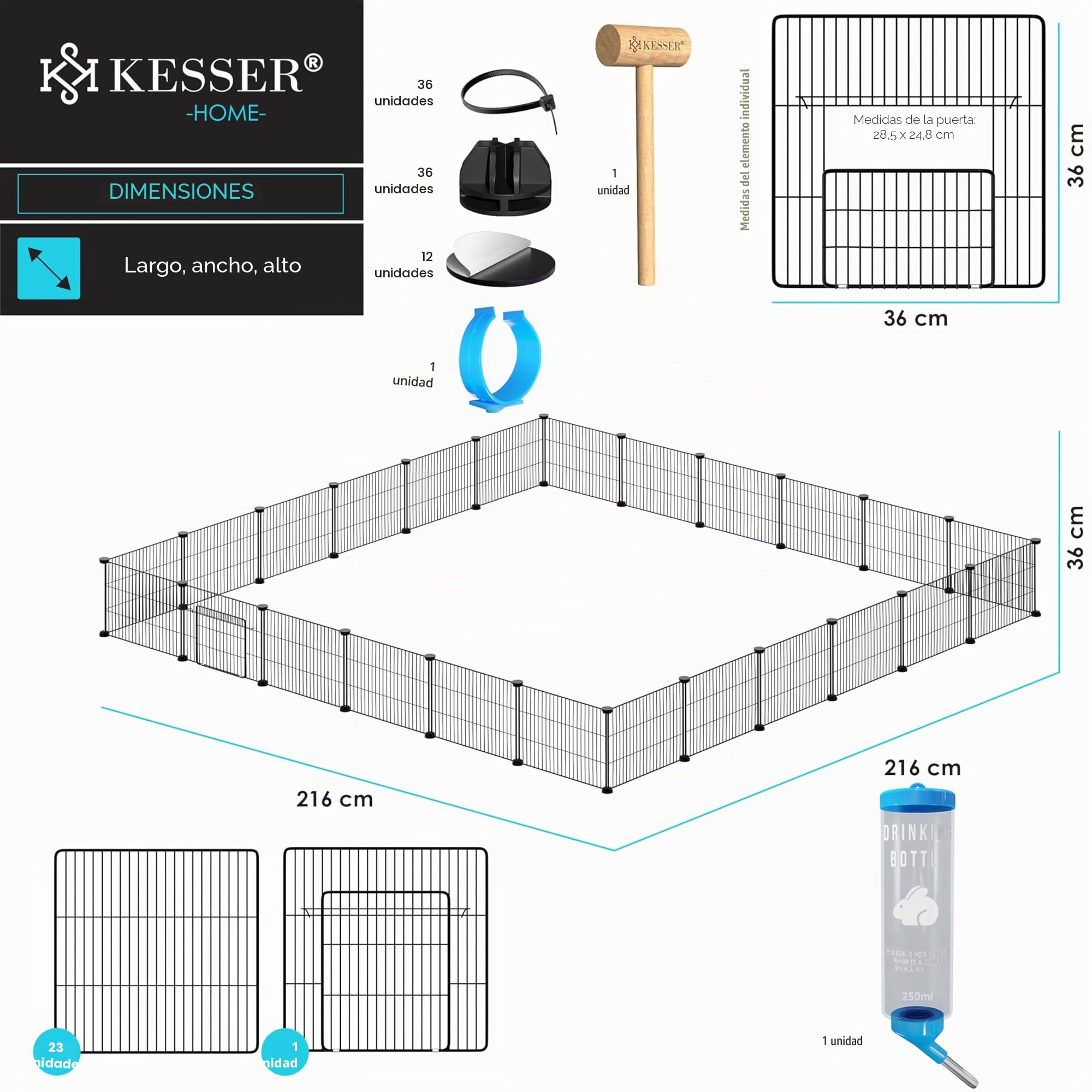 KESSER® Recinto Exterior para Conejos de Malla metálica XXL, Incl. Puerta, recinto para Animales pequeños, Corral para cobayas, Corral Libre, Jaula para Animales pequeños