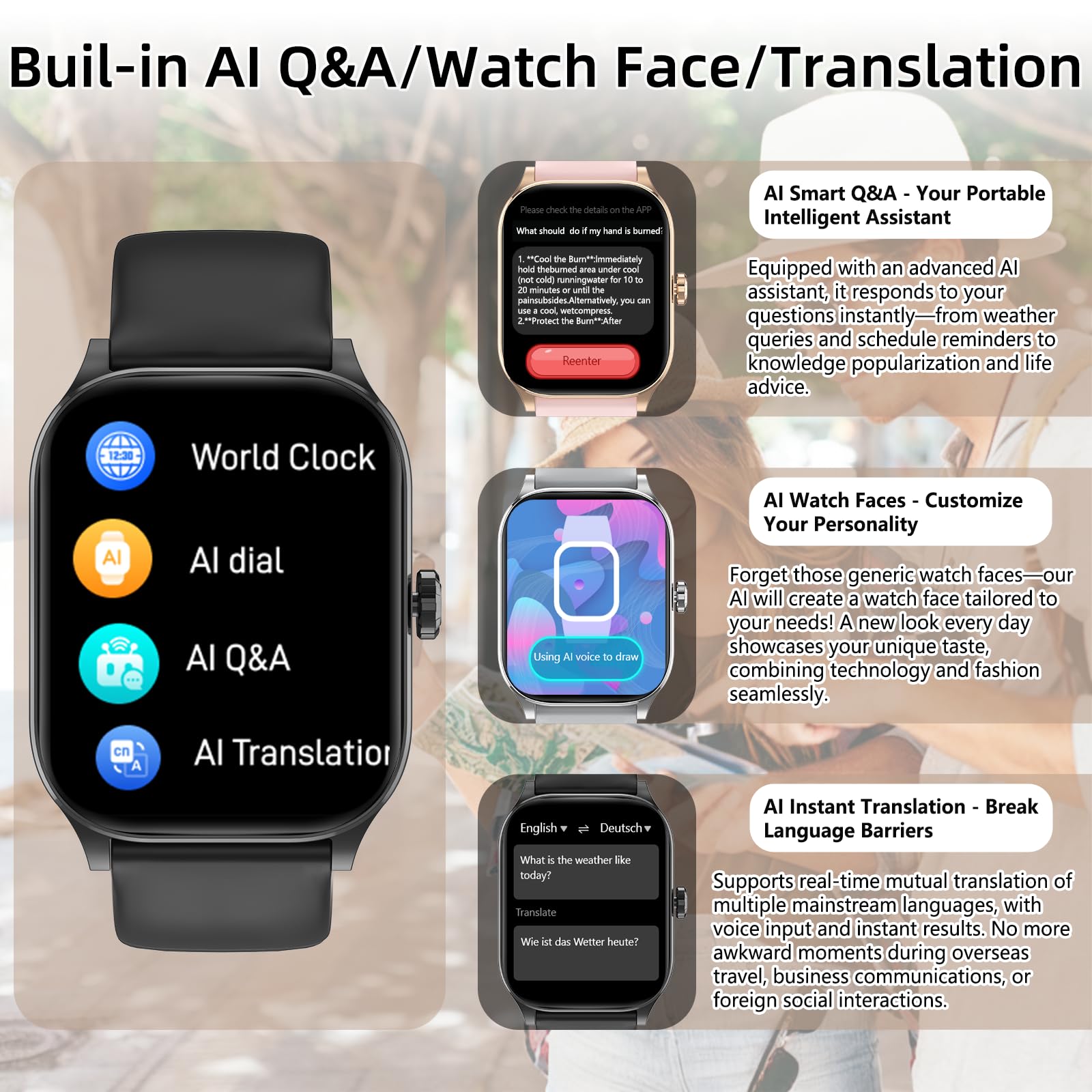 Smart Watch for Women Men with Text and Call, 2025 New AI Smartwatches with Heart Rate/SpO2/Sleep/Stress Monitor, 100+ Sports Modes, Fitness Watches Compatible with Android/iOS (Silver, 1.85 inches)