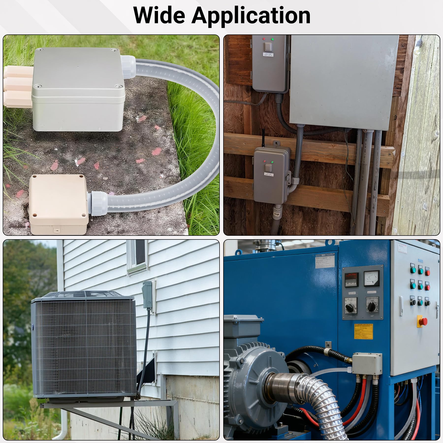 Neoaider Kit de conductos y conectores herméticos a líquidos de 1/2 pulgada, 50 pies, conducto eléctrico flexible no metálico, con 5 accesorios rectos y 5 ángulos, entierro directo, al aire libre