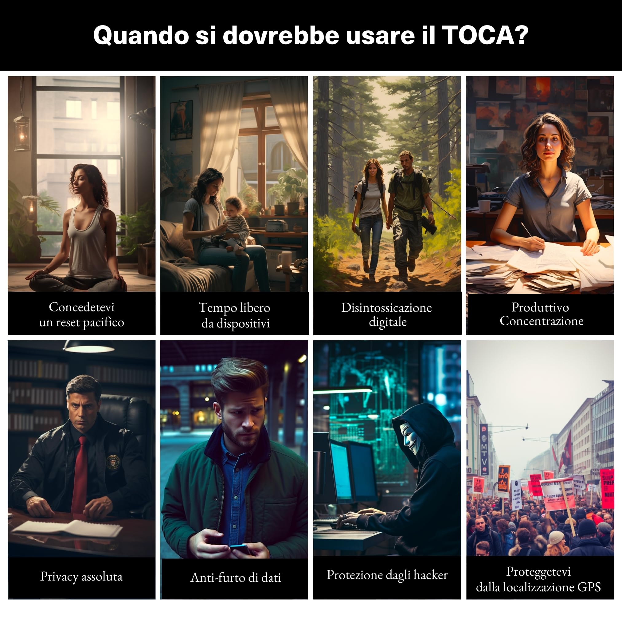 TOCA Borsa Custodia Faraday Universale Antitracciamento - Blocco Segnale RFID per Privacy & Sicurezza, Compatibile con Smartphone, Laptop, Chiavi Auto, Ideale per Viaggi e Protezione Dati -24x10cm