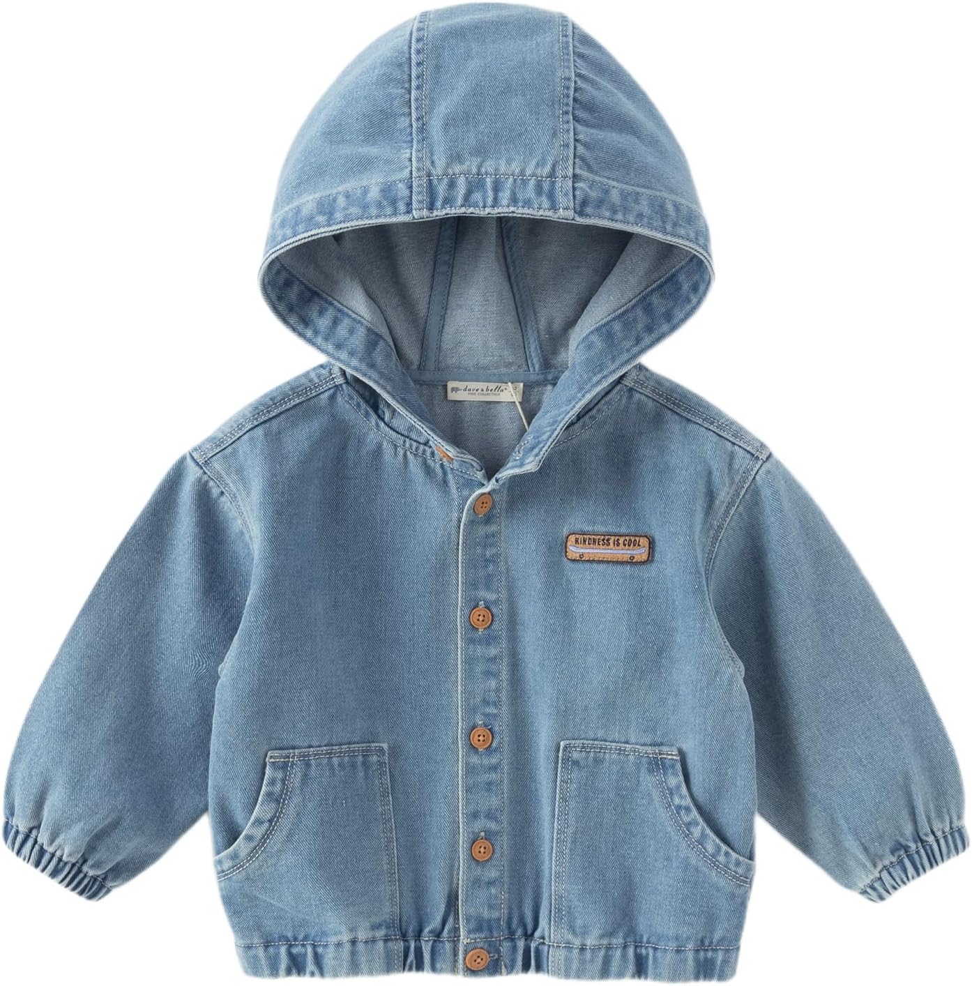 DAVE&BELLA Boys Hooded Outerwear Jackets, Long Sleeve Denim Jacket for Toddler Button Jean Coat with Pockets Cowboy Overcoat