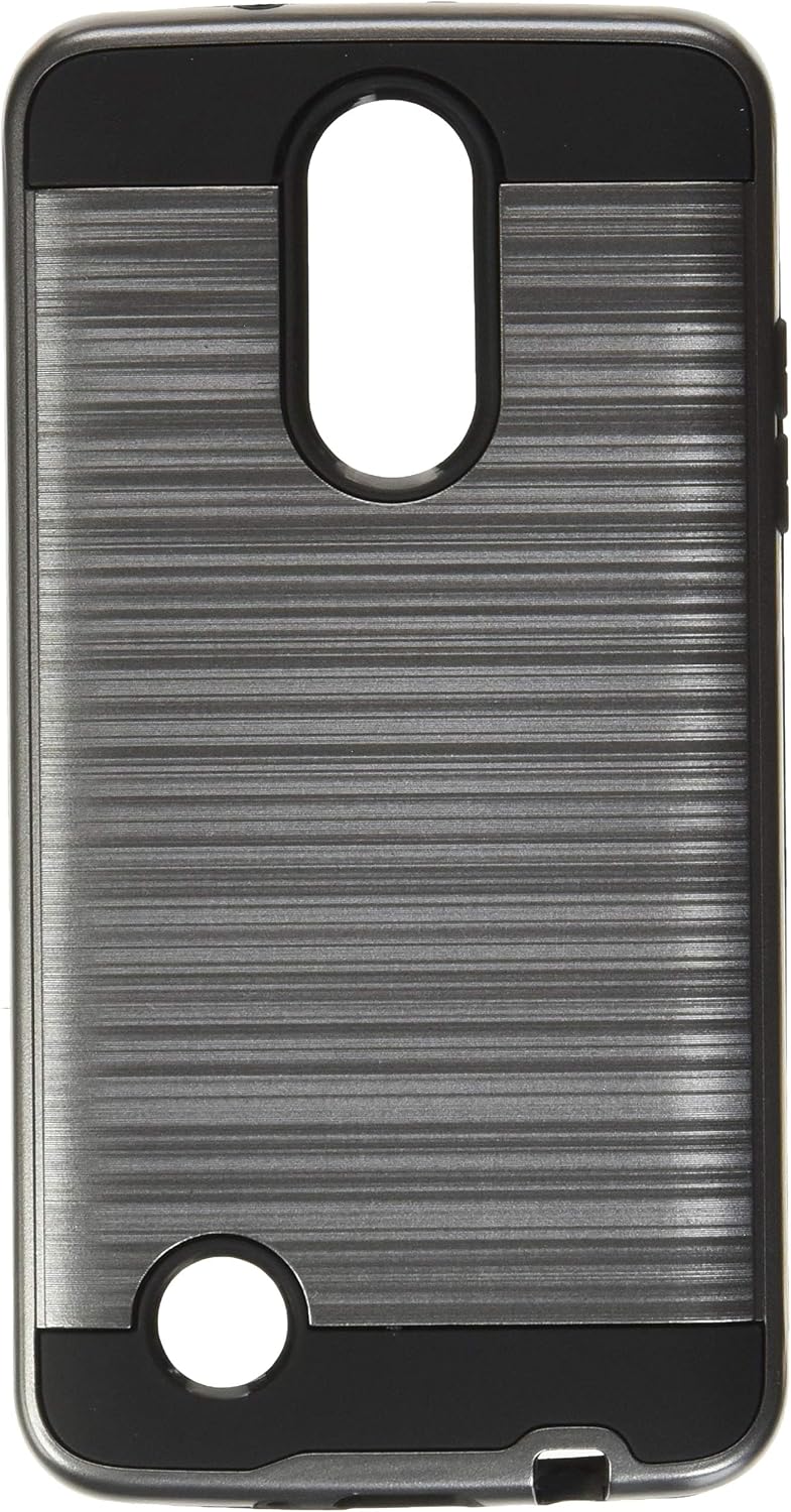 LG Aristo Case, LG Fortune Case, LG Phoenix 3 Case, LG Risio 2 Case, LG K4 Case, LG Rebel 2 LTE Case, TJS Hybrid Shockproof Impact Resist Case Cover Metallic Brush Finish With Hard Inner Layer (Grey)