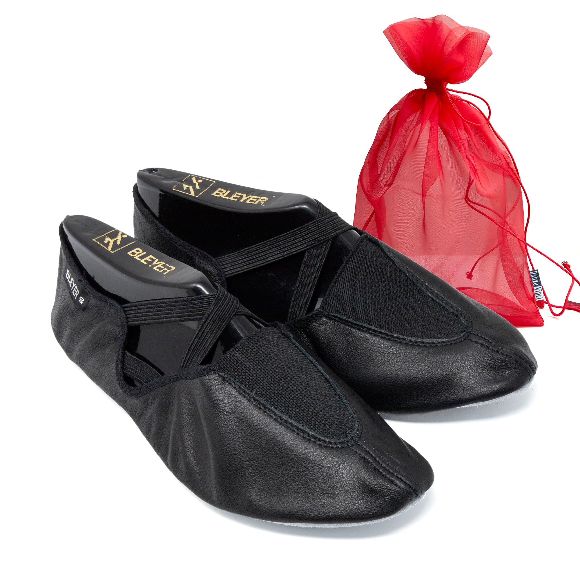 Bundle Bleyer Gymnastikschuhe 610 Prima-LX mit Chiffonbeutel, Schläppchen aus Leder für Kinder und Erwachsene, Turnschläppchen rutschfest