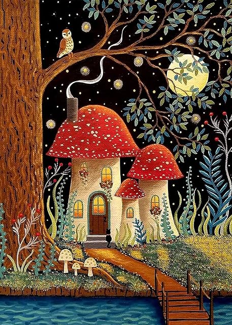CLYCTIP Mushroom Diamond Art Painting Kits for Adults - 5D Diamond Art Painting Kits DIY Adult Crafts Diamond Art Kits (red)