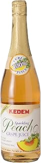 Kedem Sparkling Peach Flavored Grape Juice 25.4oz (2 Pack), No Added Sugar, Non Alcoholic, Kosher for Passover