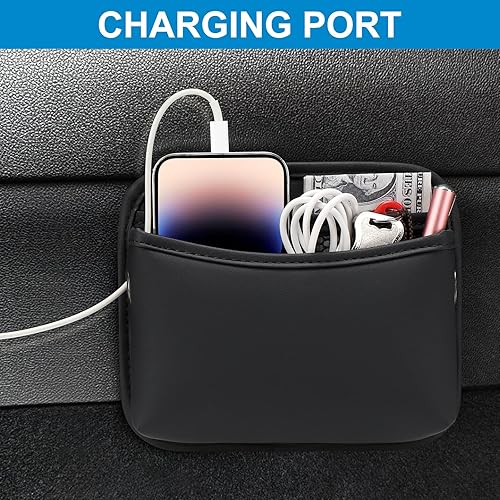 Miniatura 4 de Accmor Organizador de bolsillo lateral para asiento de automóvil, bolsa de piel sintética para asiento de automóvil, puerta, ventana, consola,