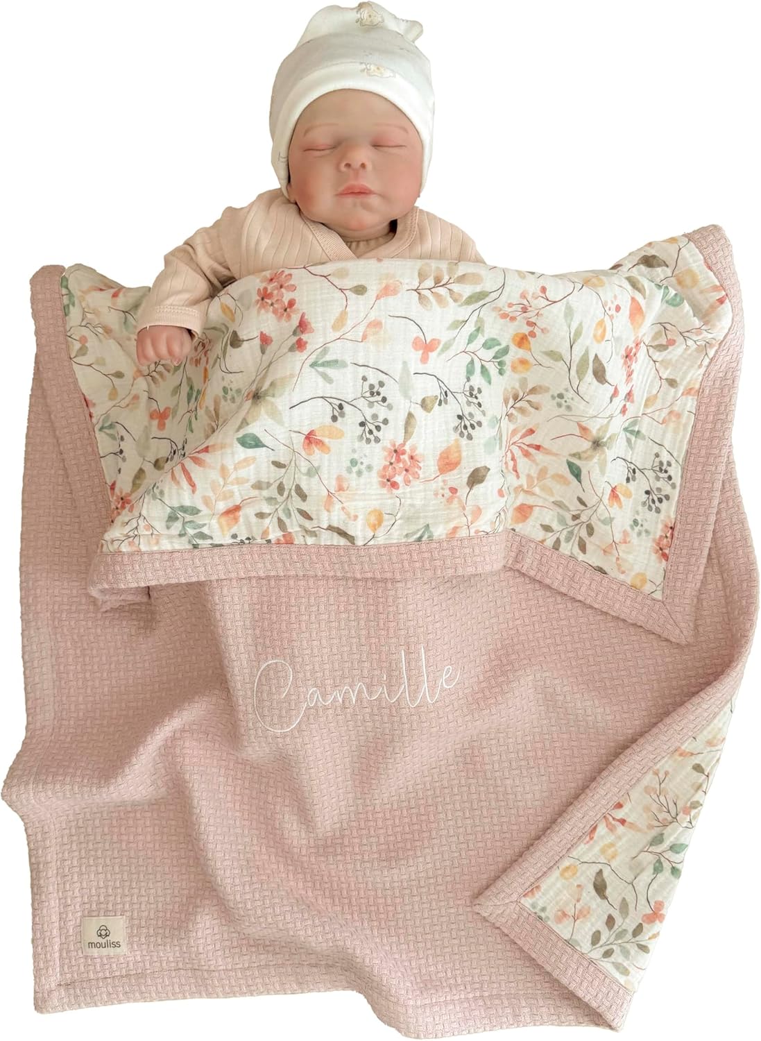 Personalized Baby Blanket with Name – Handmade 100% Organic Cotton Newborn Gift | Custom Knit Blanket for Boys, Girls, Kids & Baby Showers (Petal Pink/Petal Whispers) Personalized Baby Blanket with Name – Handmade 100% Organic Cotton Newborn Gift | Custom Knit Blanket for Boys, Girls, Kids & Baby Showers (Petal Pink/Petal Whispers)