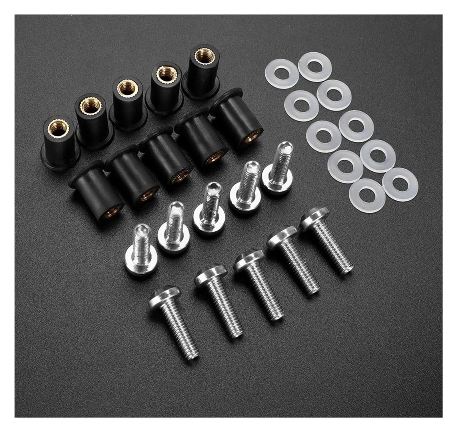 Kit bulloni carenatura Per SUZUKI Per BURGMAN 400 650 125 200 AN125 AN250 AN400 AN650 AN 650 1998-2024 Kit Bulloni Parabrezza 10 Pezzi 5mm(Argento)