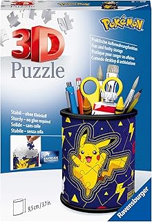 Ravensburger 3D Puzzle 11257 - Utensilo Pokémon Pikachu - 54 Teile - Stiftehalter für Pokémon Fans ab 6 Jahren, Schreibtis...