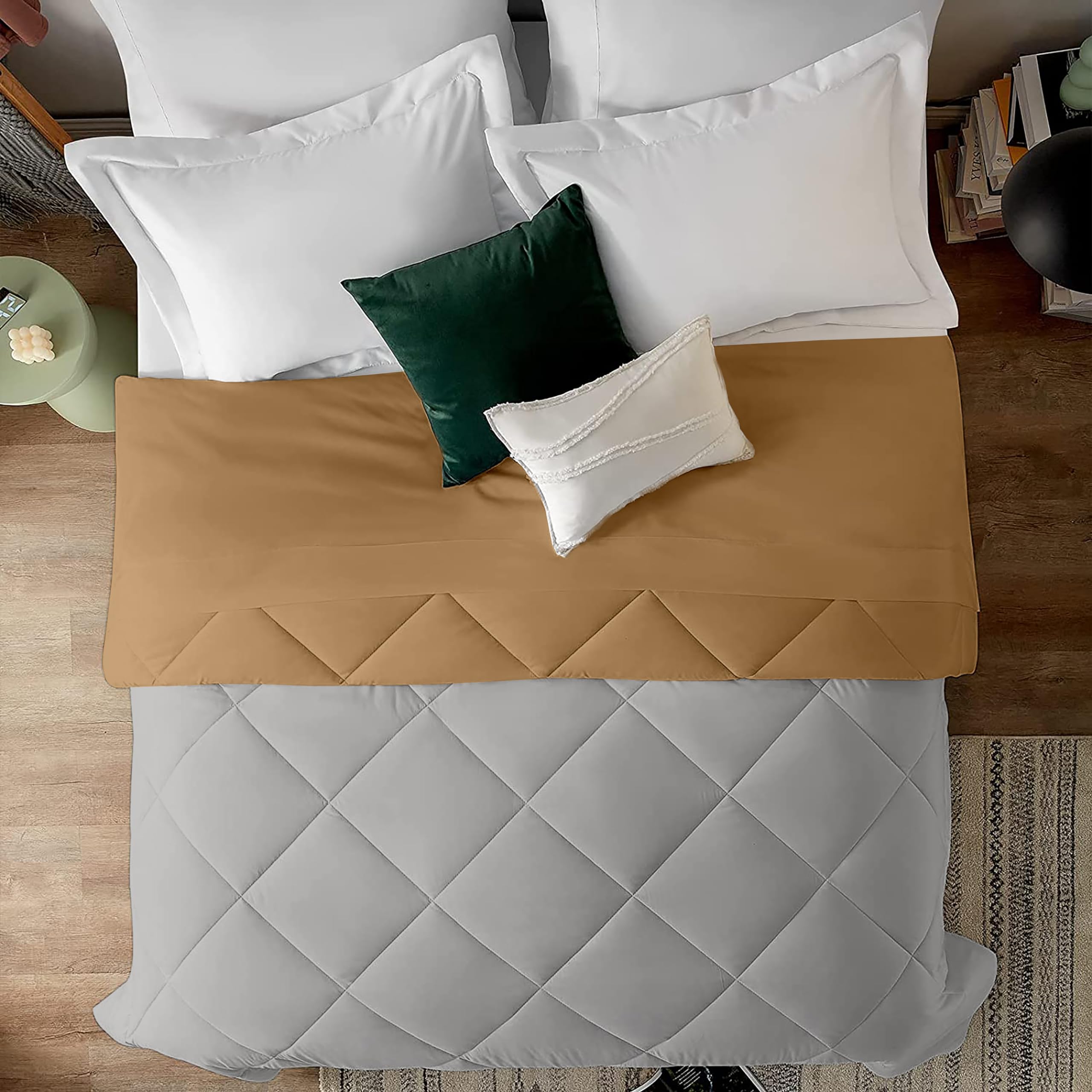 EDMUND - Duvet 500 GSM Winter Blanket Microfiber Duvet Reversible Comforter for Double Bed Comforter (92" x 106") Inches - 500 GSM Comforter | Beige&Silver 1