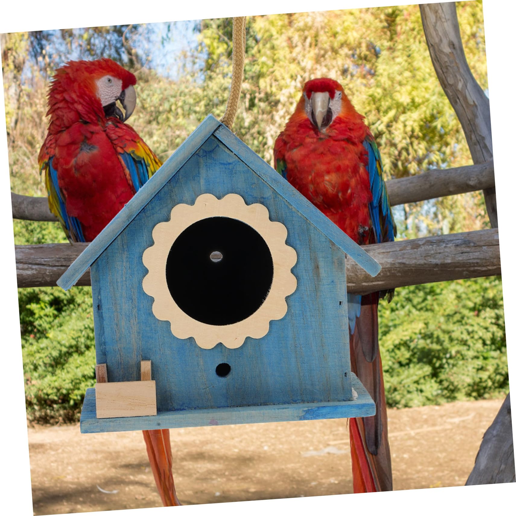 Sosoport 2piezas Casa De Madera para Pájaros Colgante Nido Decorativo Exterior Casita De Madera para Alimentación De Aves Diseño Creativo para Jardín y Patio