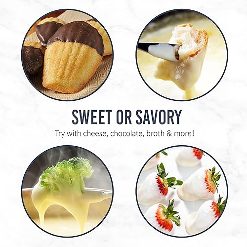 Vista 15 de Nostalgia - Olla de fondue eléctrica de acero inoxidable para 6 tazas con control de temperatura, 6 tenedores codificados por color y olla