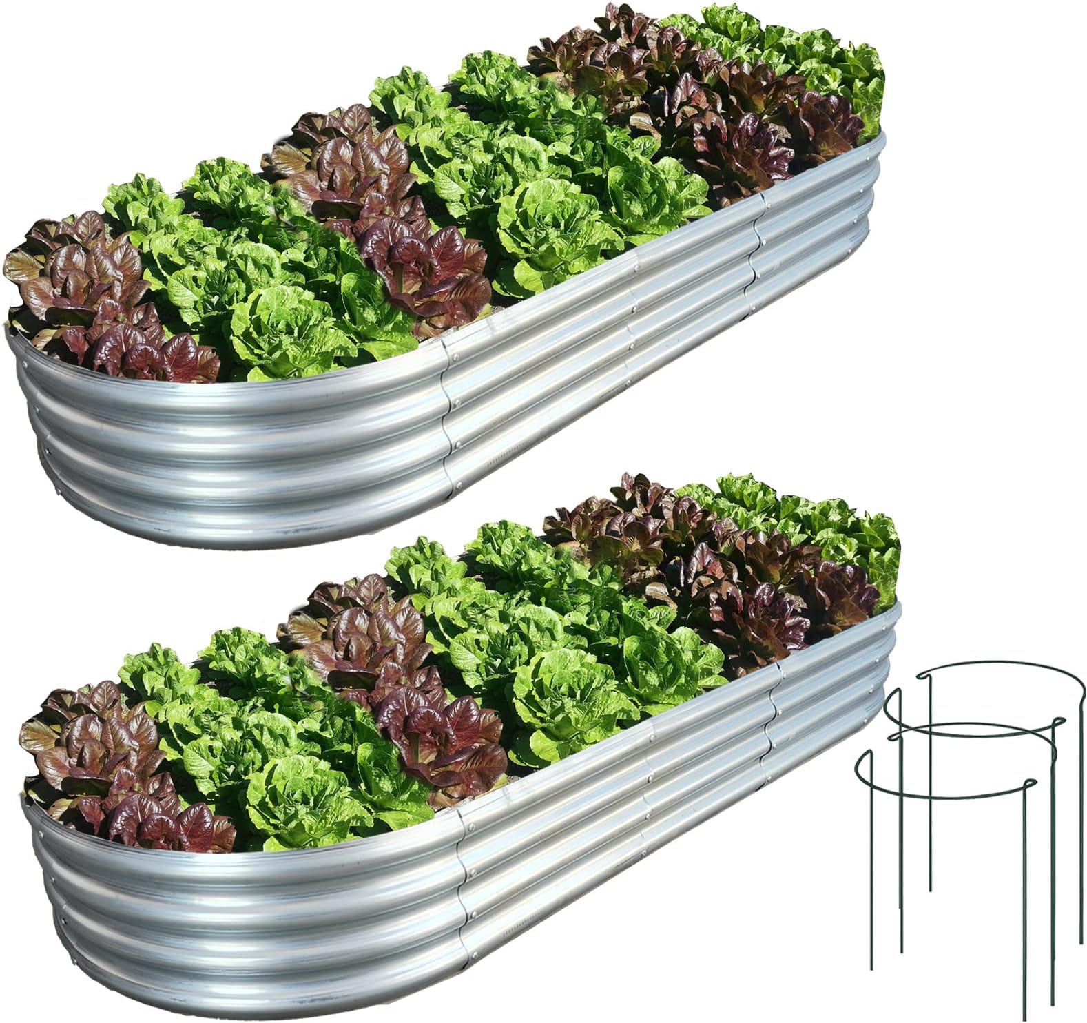 Amazon.com: 2 Pcs 9 x 3 x 1 FT Galvanized Steel Raised Garden Bed ...