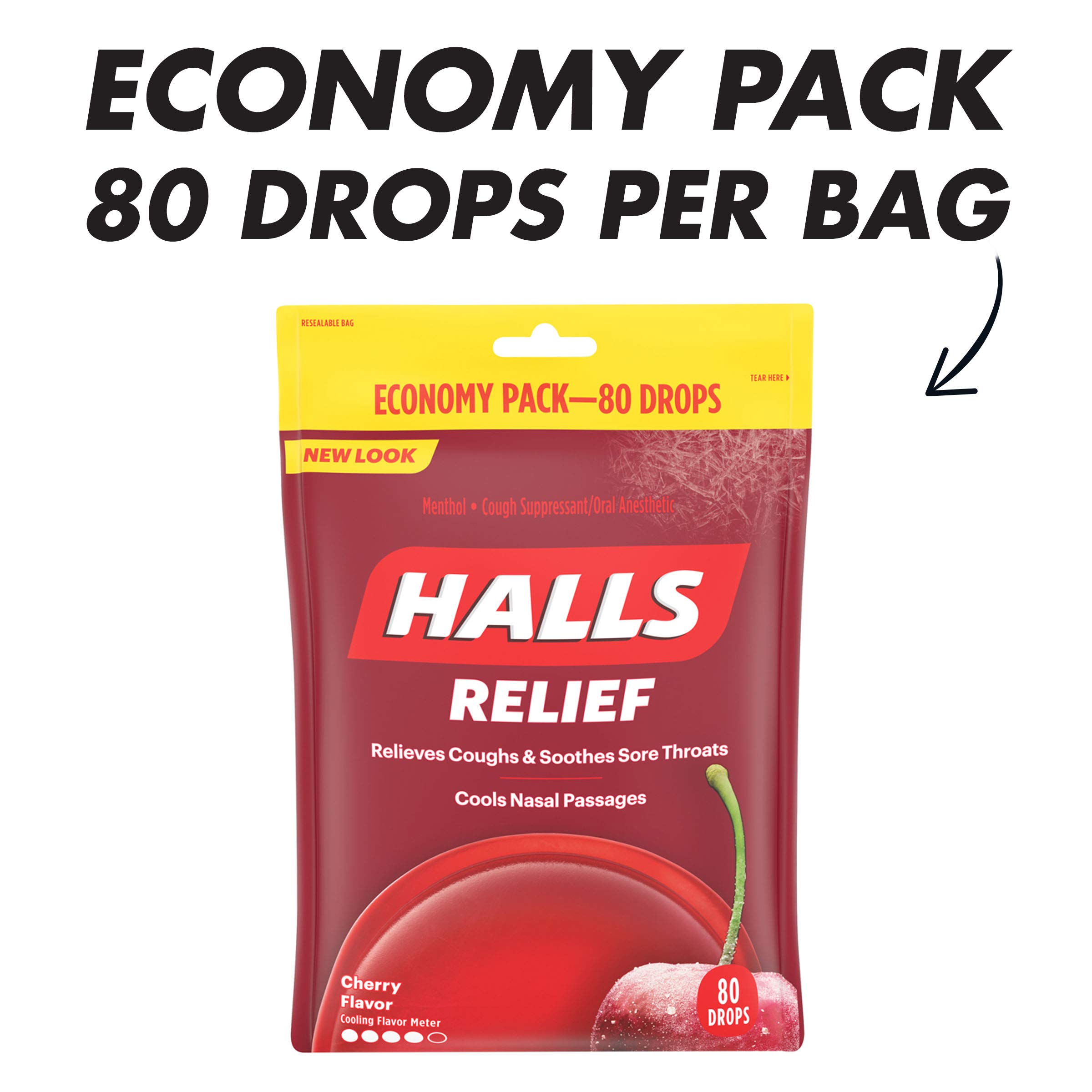 HALLS Relief Cherry Cough Drops, 80 Drops Buy Online in United Arab