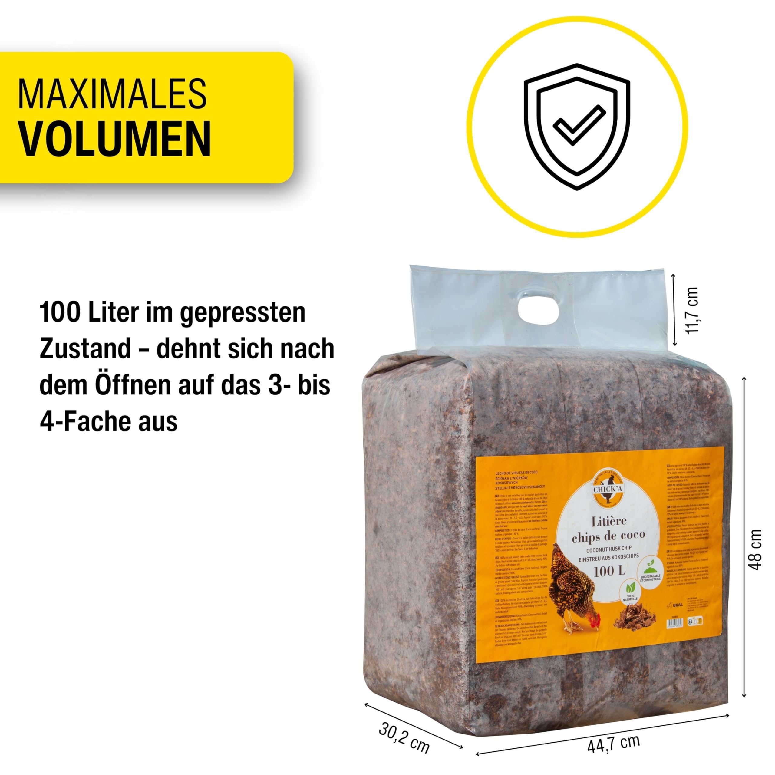 horizont Kokoseinstreu 100 L grob für Geflügel, Kleintiere