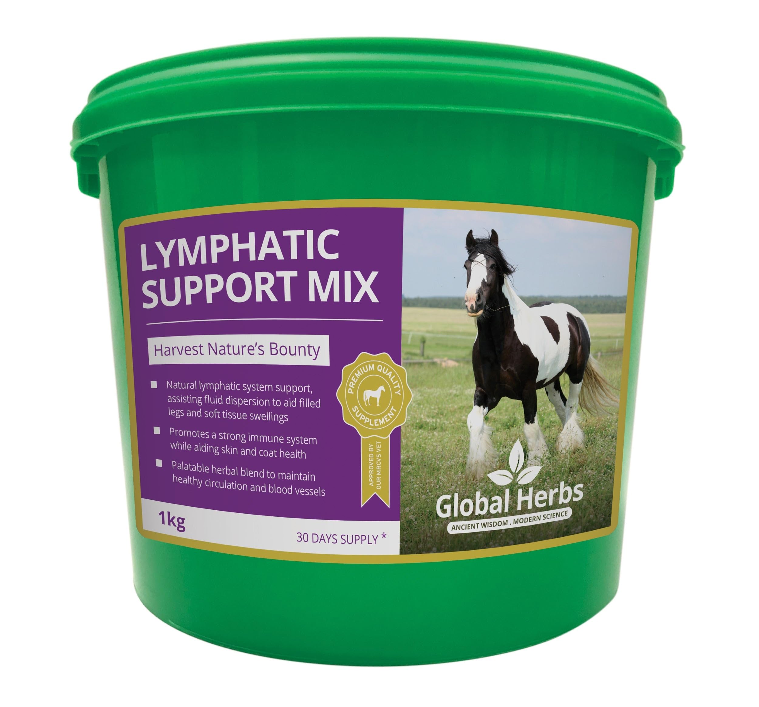 Global Herbs Lymphatic Support Mix Equine Drainage, Circulation & Detox Blend 1kg