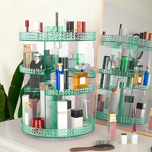 Miniatura 7 de Organizador de maquillaje giratorio de 360 grados, organizador de maquillaje de capacidad extragrande, organizador de cosméticos extraíble de 7