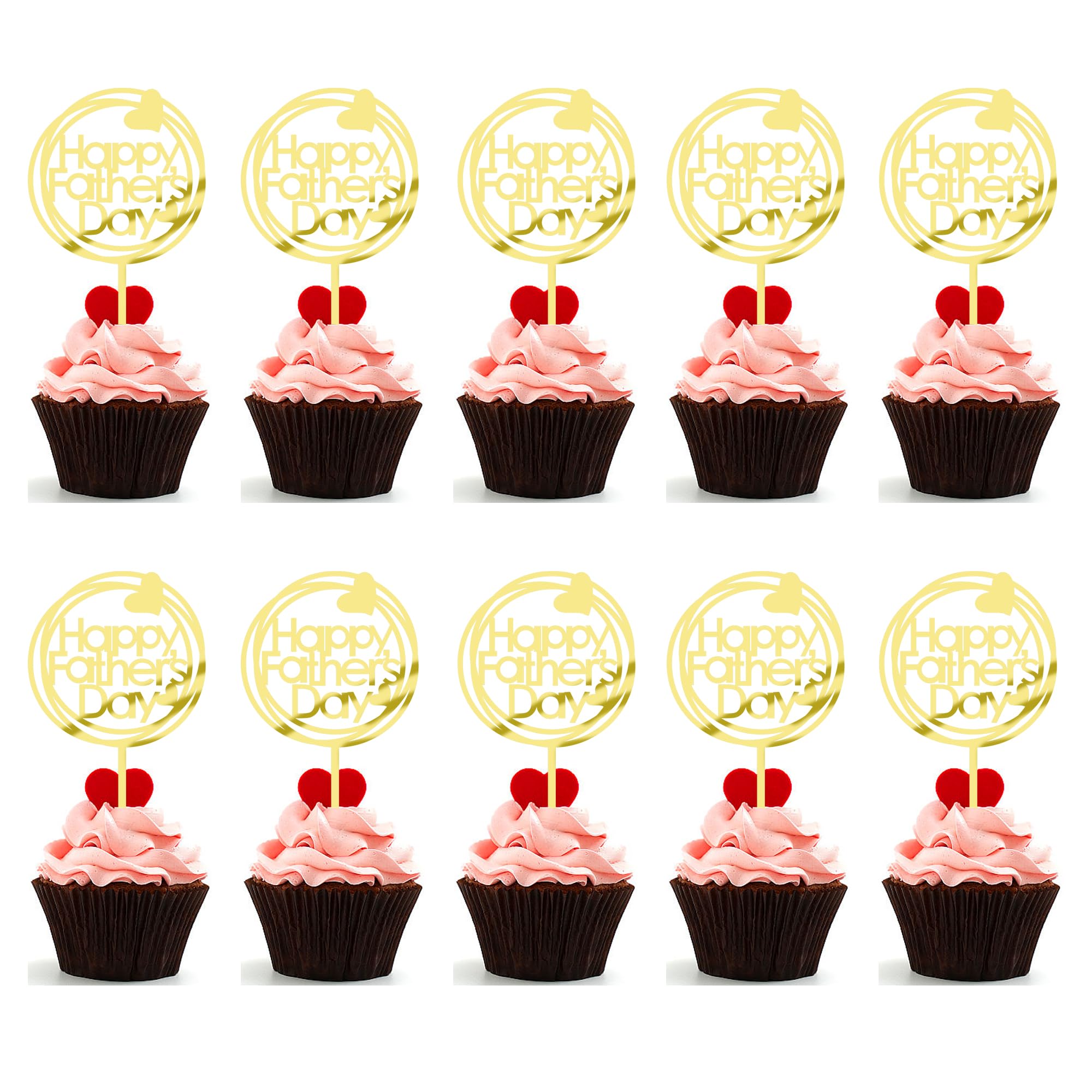 Migeaks 12-Piece Acrylic Happy Father's Day Cake Toppers – Best Dad Ever Decorations, Black Acrylic