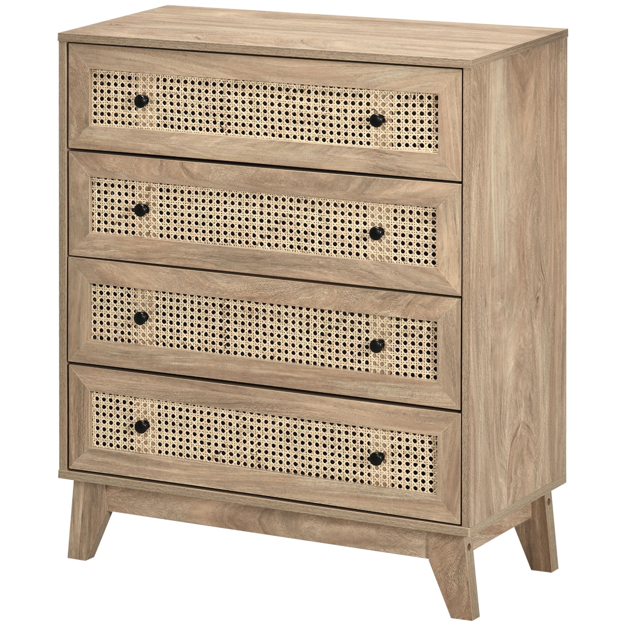 HOMCOM Rattan Chest of Drawers 4 Drawers with Tapered Leg, Natural โ image 1