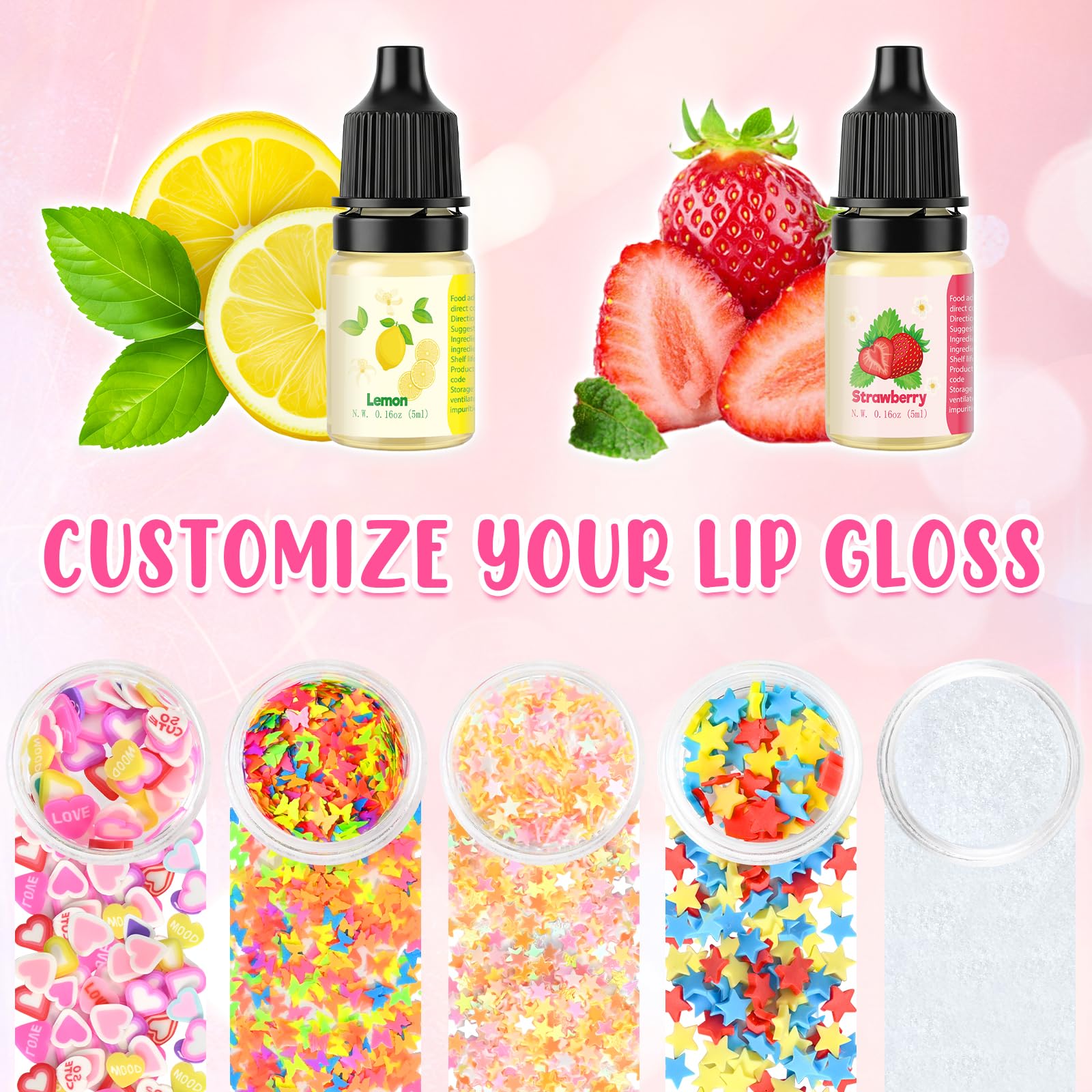 Kit de fabricación de brillo, JUYRLE Lip Gloss Making Kit DIY Aceite de Labios, Creativo Bricolaje Adulto DIY Set de fabricación, Chica Lipgloss Set divertido de regalo de maquillaje para las mujeres