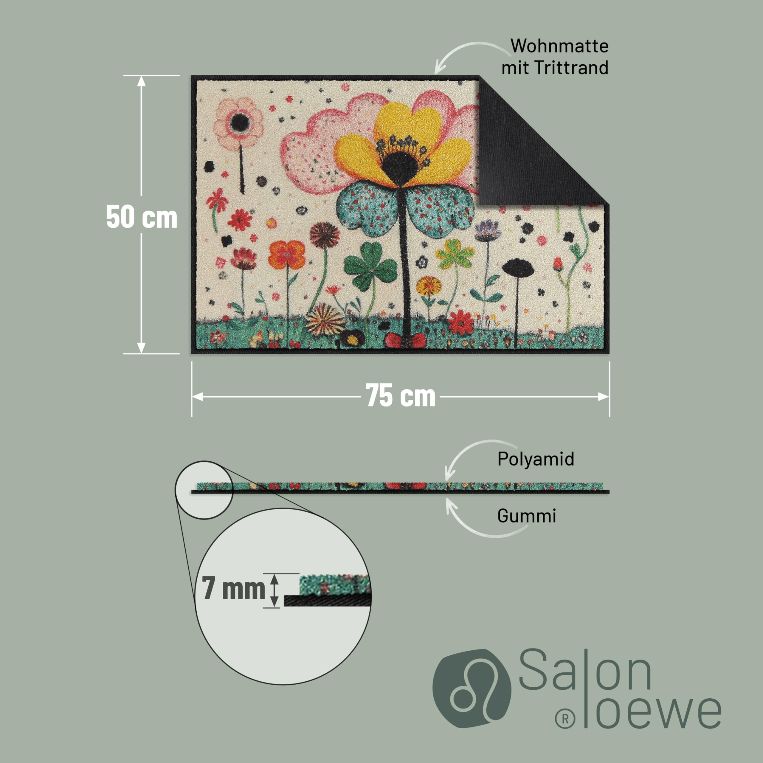Salonloewe Fussmatte Fantasy Flower I Schmutzfangmatte & Fußabtreter für Innen 50 x 75 cm