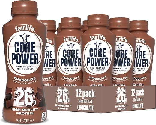 Core Power Protein Shake, Chocolate, 26g Bottle, 14oz, 12 Pack