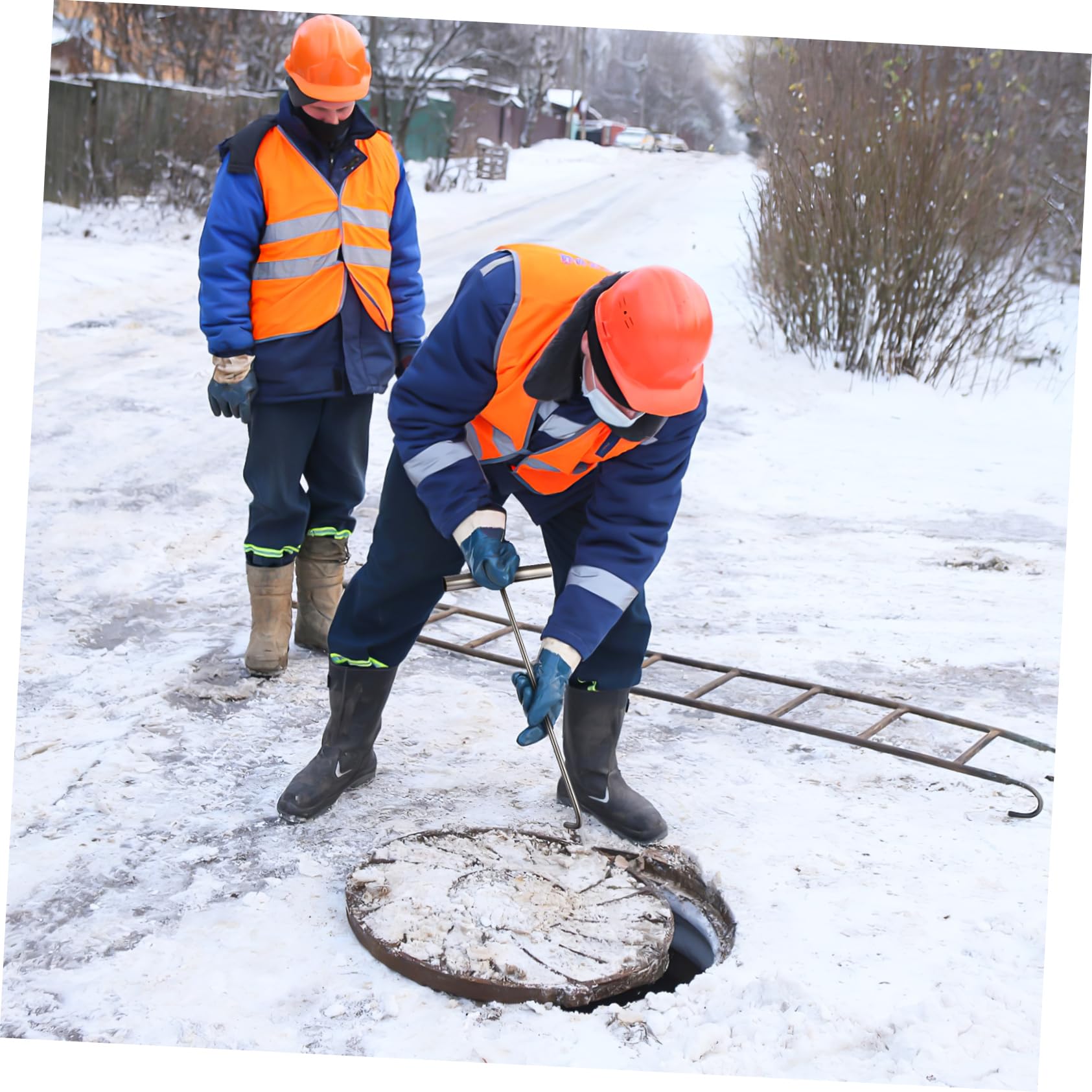 Gatuida Stainless Steel T-Hook T Hook Well Cover Hook Well Lid Hook T Shaped Hook Manhole Cover Lifting Tool Manhole Cover Lifting Device Hand Lifting Tool Door Lifter Manhole Cover Lifter