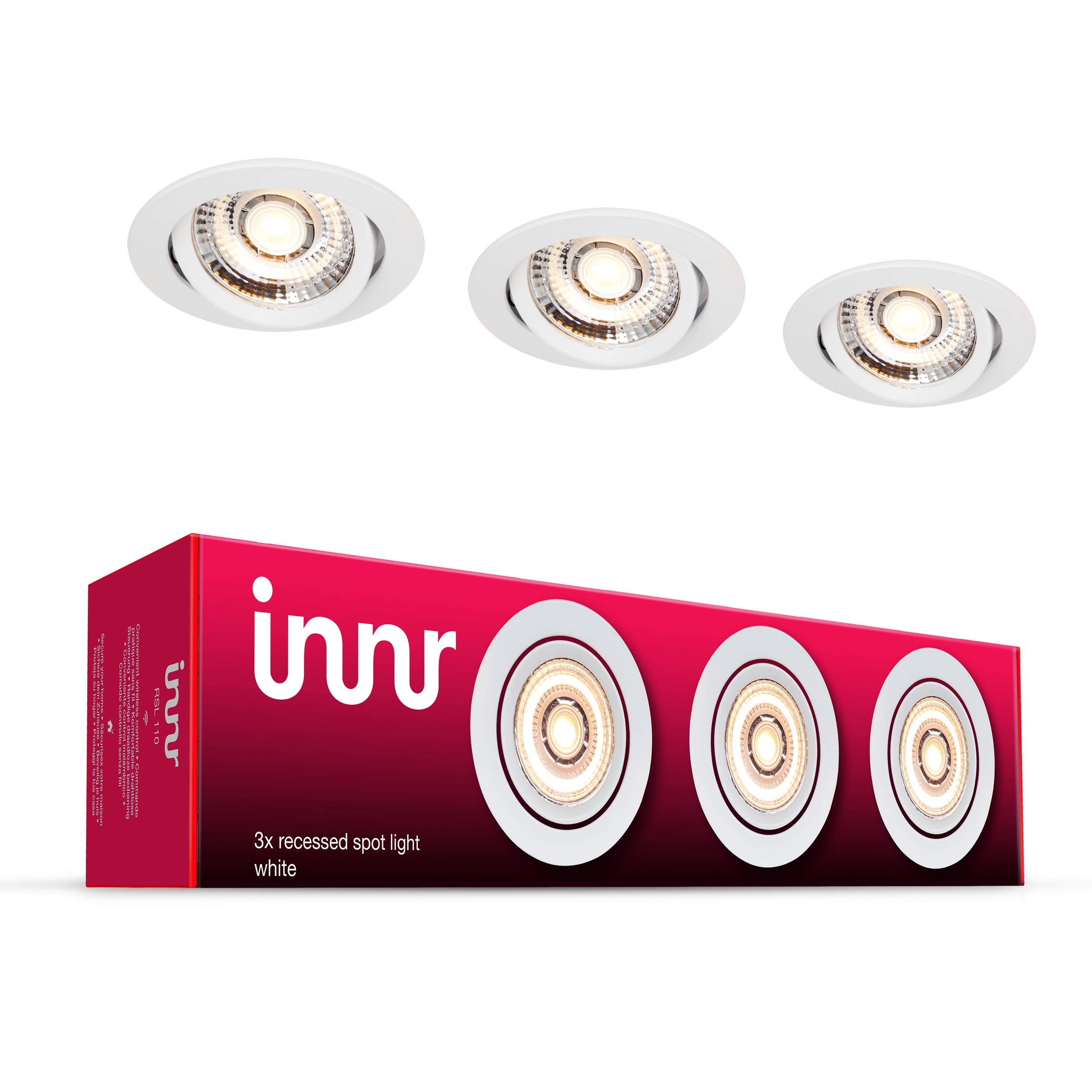 Innr Innr Smart LED Recessed Spot Light (3-Pack), Works with Philips Hue* / Alexa/Google Assistant (Hub Required) Warm White, dimmable, RSL 110