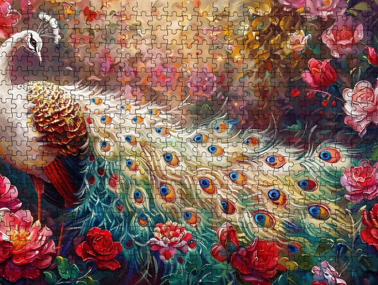 Elementy dla dorosłych 1000, białe pawie puzzle YHPGL2-29