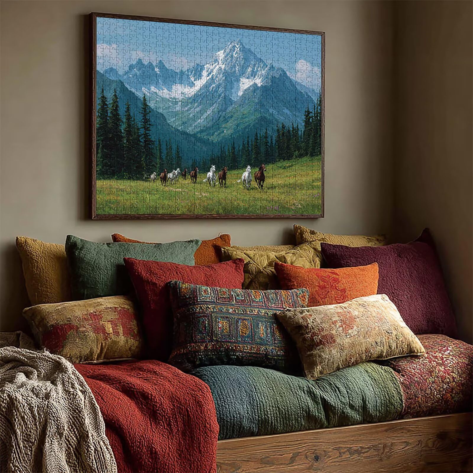Puzzle Arte con Scatola Montagna Innevata, Cavallo Puzzle Legno 5000 Pezzi Adulti 156x105cm, Attività di Intrattenimento ad Alta Difficoltà, DIY Classici Gioco, Jigsaw Per Tutta La Famiglia, 3-8455