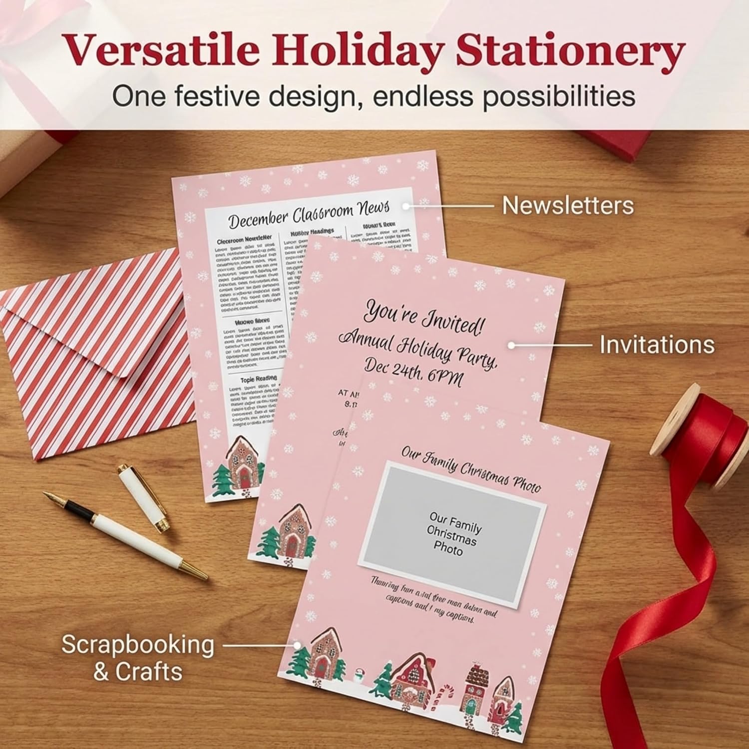 PaperDirect Candyland Christmas Border Papers, 8.5" x 11" Holiday Stationery for Scrapbooks, Cards, Invitations, Newsletters, Events, and Business or School Use, 25 Sheets image 4