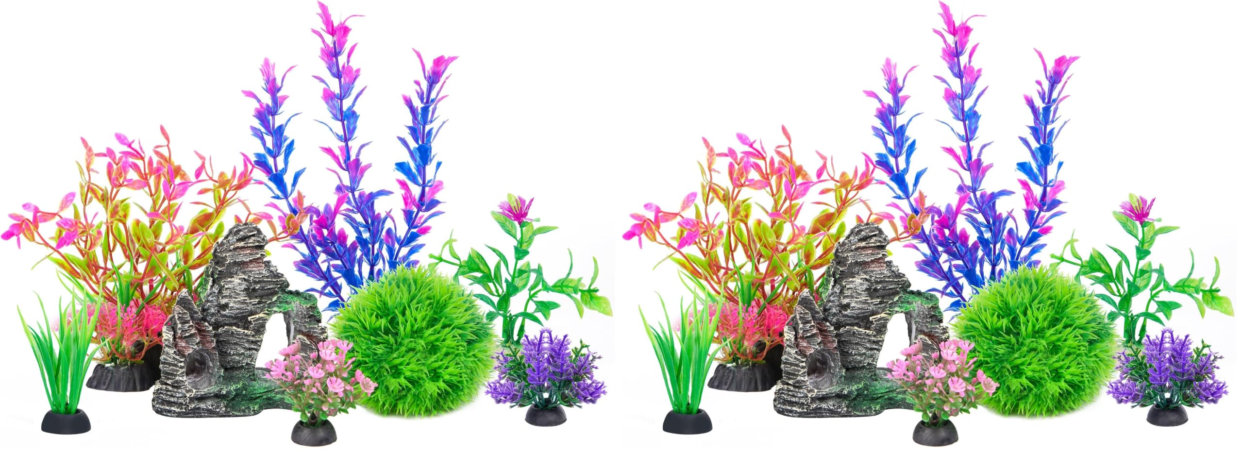 Ameliade Aquarium Plants & Rock Cave Decor -10