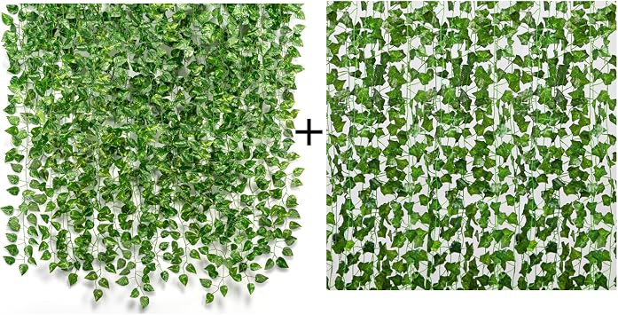 CQURE 14 Pack Artificial Ivy Garland+ 36 Pack Artificial Ivy Garland for Wedding Party Table Bedroom Wall Room Decor