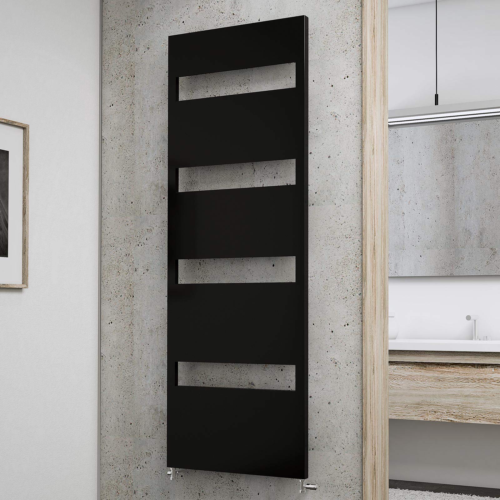 Schulte Bad-Heizkörper Turin, 170 x 60 cm, 620 Watt Leistung, Mittelanschluss und beidseitig von unten, Anthrazit, Handtuchhalter-Funktion, H170060 57