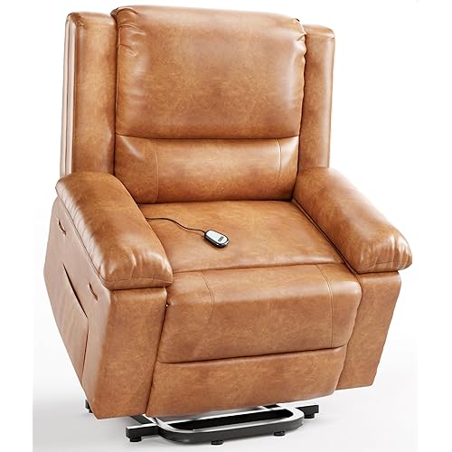 GarveeHome Power Lift Recliner Chair - Heat and Massage, Faux PU Electric Lift Recliner for Elderly & Mobility Impaired, Adjustable Back and Legs, Heavy Duty Lift Chair for Seniors