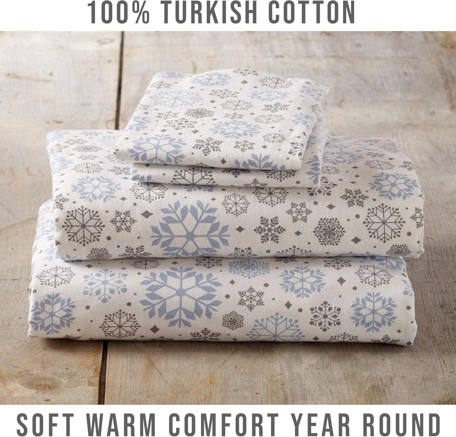 Flannel Sheets Twin Winter Bed Sheets Flannel Sheet Set Snowflakes Flannel Sheets 100% Turkish Cotton Flannel Sheet Set. Stratton Collection (Twin, Snowflakes)