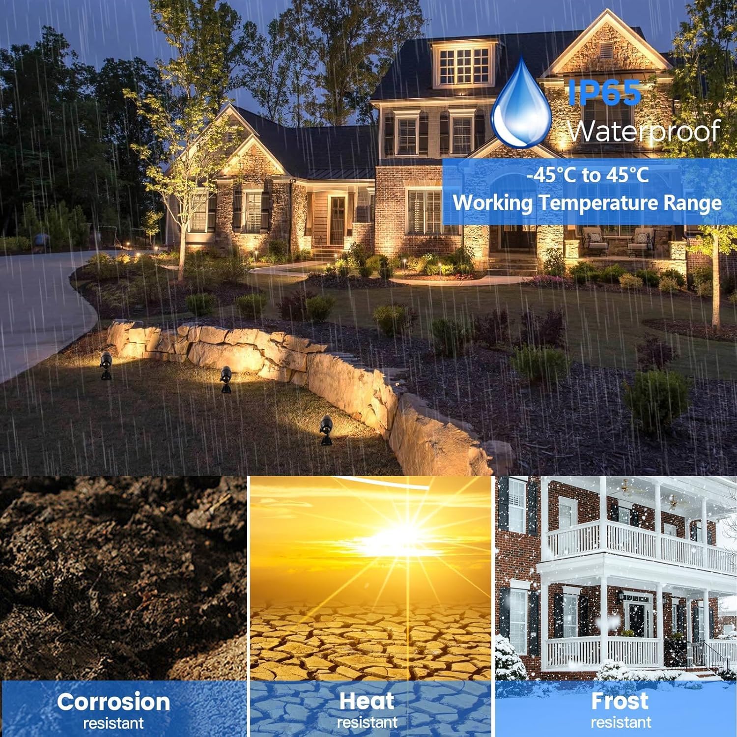 12pack Copper Low Voltage Landscape Lighting,Outdoor Waterproof Garden led uplighting Lights Fixture 12v，with MR16 Bulb