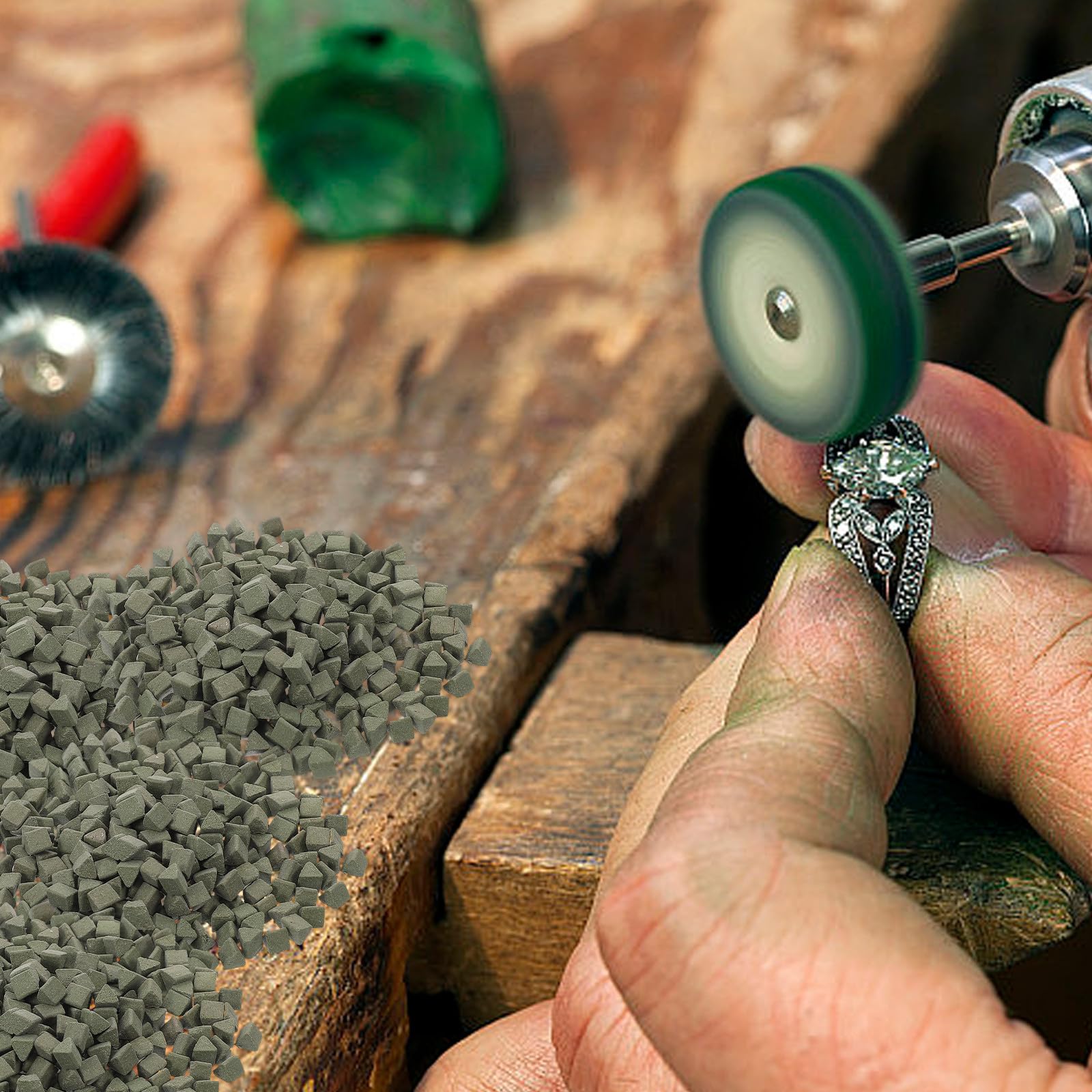 Triangulaire Abrasif en Céramique de Carbure pour Polissage Fin et Ponçage, 450 G, pour Perles Rondes et Cristaux Mixtes à Domicile ou Boutique de Bijoux