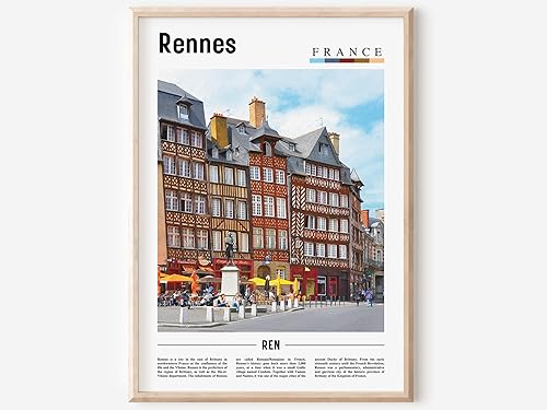Impresión de Rennes, póster de Rennes, arte de pared de Rennes, póster de pintura al óleo, impresión colorida de la ciudad, obra de arte de la