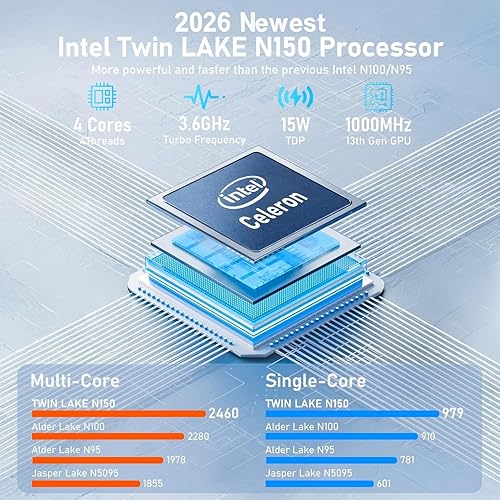 Miniatura 2 de Laptop Computer, Gaming Laptops 2026, 16 Inch Lap Top PC Windows 11 Pro, 16GB RAM 1TB SSD, Intel N150 Processor(up to 3.6GHz), Office 365, Backlit