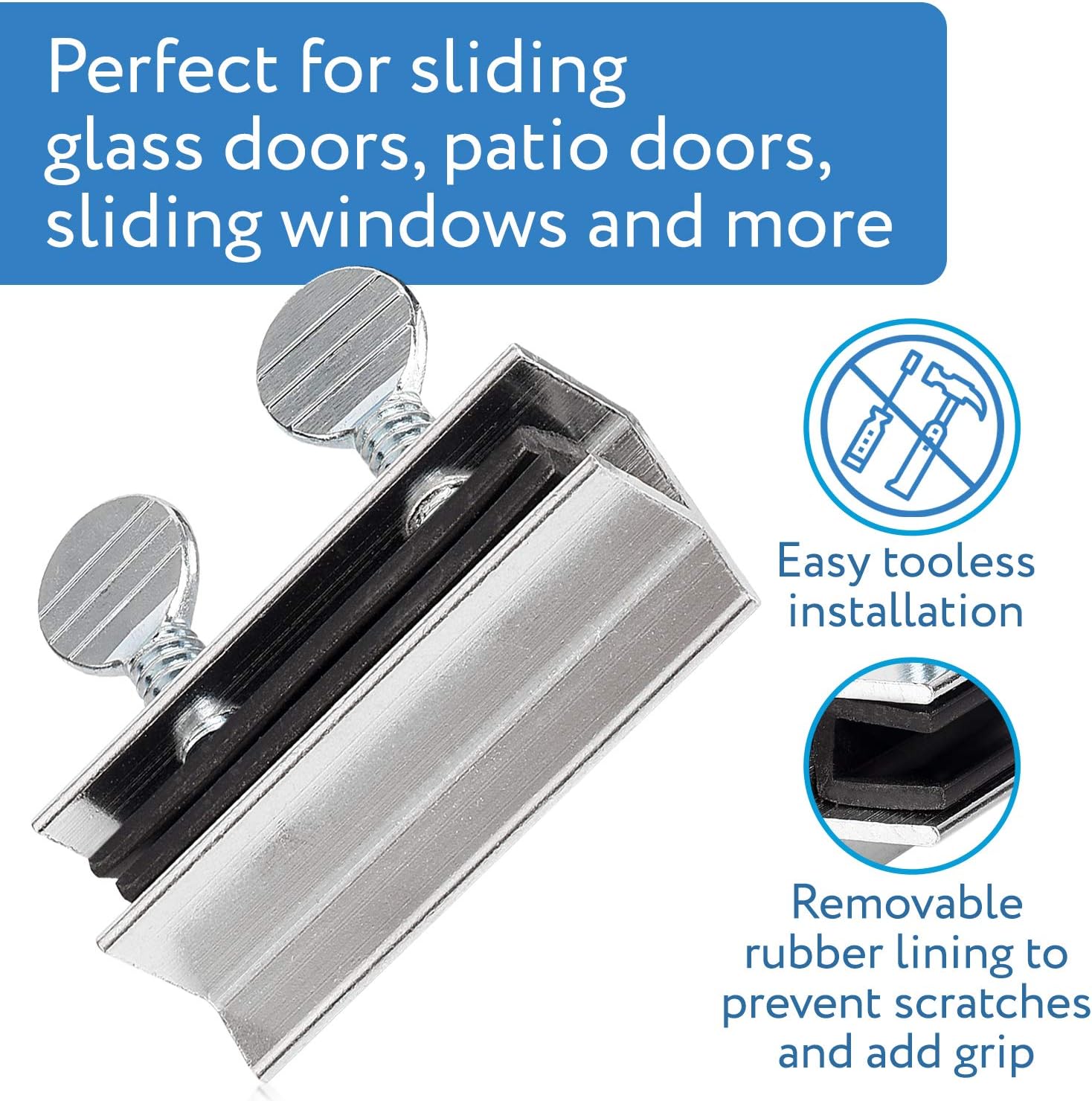 Impresa Sliding Door & Window Locks Pack of 10 | Window locks for Sliding Windows & Doors | Easy Installation Window Lock Without Tools | Fits tracks up to 3/8 inch | Aluminium Window Security Locks
