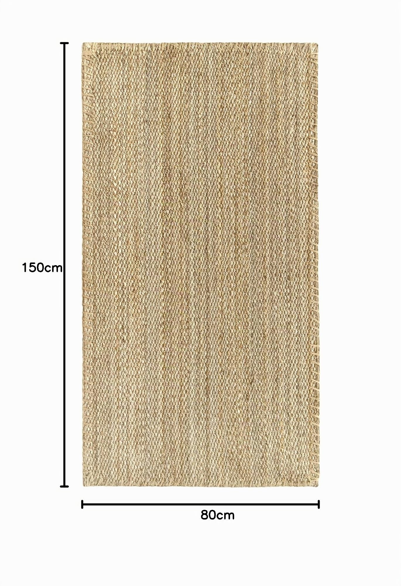 HAMID - Jute Teppich, Granada Teppich 100% Natürliche Jutefaser Handgewebt, Weicher Teppich und Hohe Festigkeit für Wohnzimmer, Esszimmer, Schlafzimmer, Flurteppich - Natürlich (150x80cm)