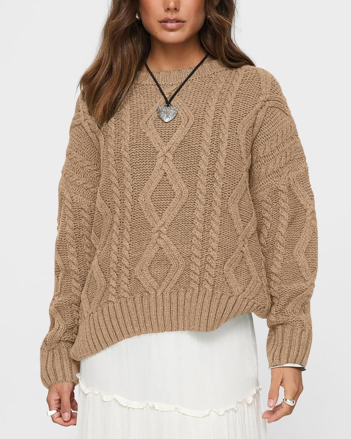 BTFBM Casual Women Long Sleeve Sweater 2026 Fall Ribbed Knit Pullover Loose Crewneck Cable Sweater Jumper Tops - Image 4