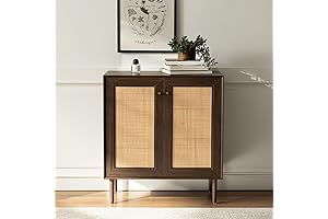 Space-Saving Walnut Cabinet with Adjustable Shelves