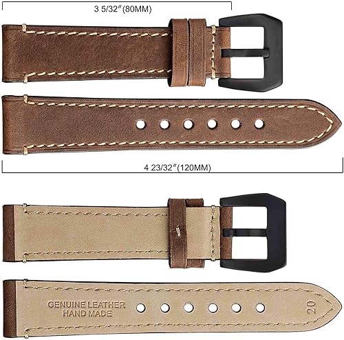 Miniatura 2 de WOCCI Correas de reloj, 0.709 in 0.787 in 0.866 in 0.945 in estilo silla de montar Crazy Horse Correa de reloj de cuero