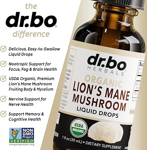 Miniatura 4 de Gotas de suplemento de hongo de melena de leones, tintura líquida orgánica de hongo de melena de león para concentrarse, suplementos de niebla para