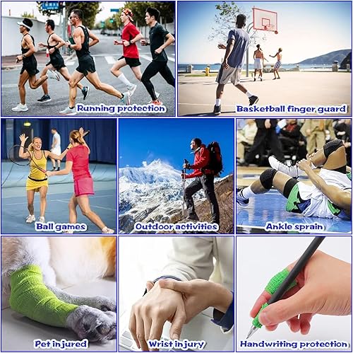 Miniatura 7 de Paquete de 24 vendajes autoadhesivos, vendajes cohesivos, envoltura autoadhesiva de 1 pulgada x 5 yardas, cinta deportiva elástica transpirable,