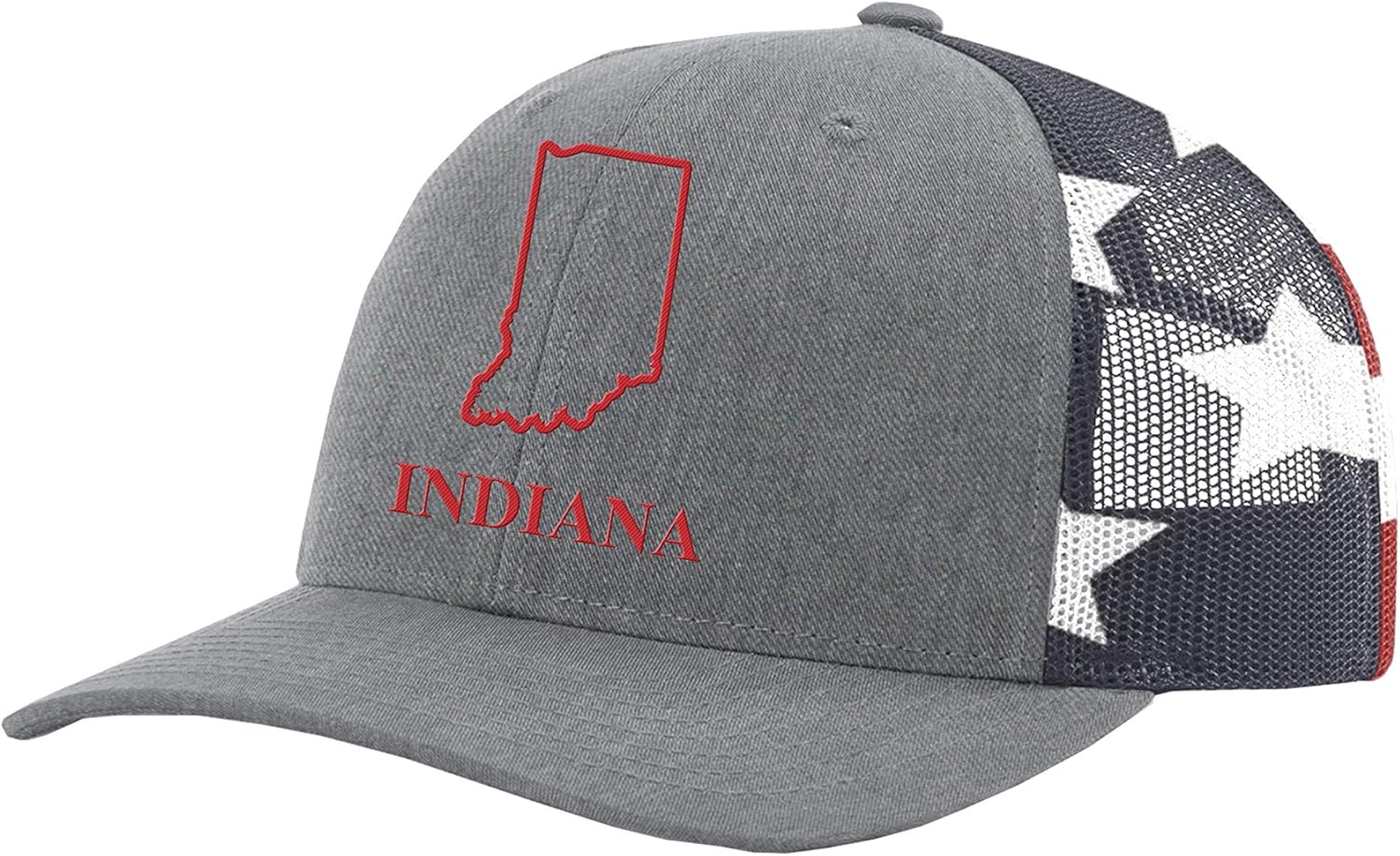 Heritage Pride Men's Patriotic State Pride Outline and State Name American Flag Mesh Back Trucker Hat