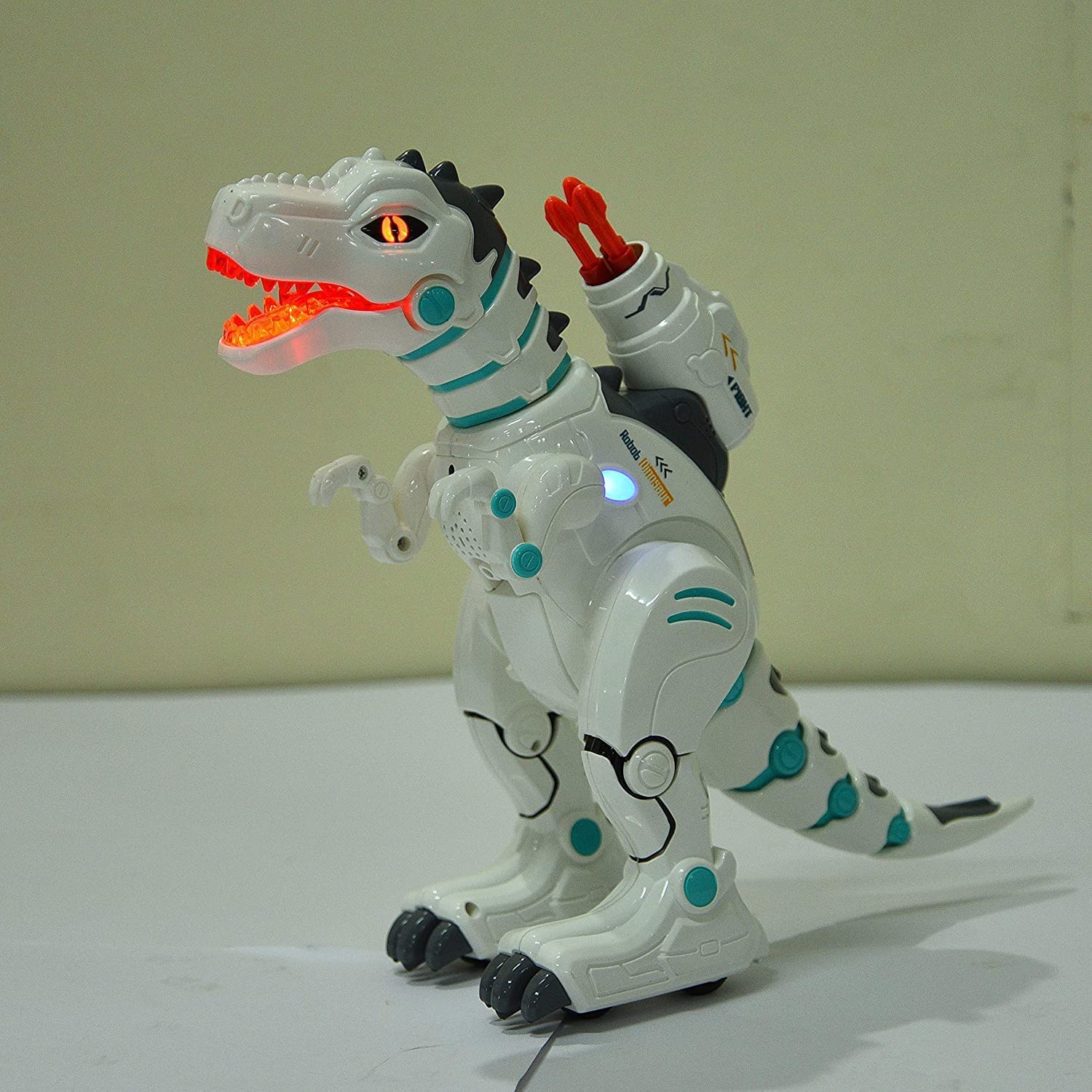 Pihura Electric Remote Control Walking Robot Dinosaur Toy for Kids - Fire Spray Effect, On Wheels, Wireless Remote Control, Sound & Music 4