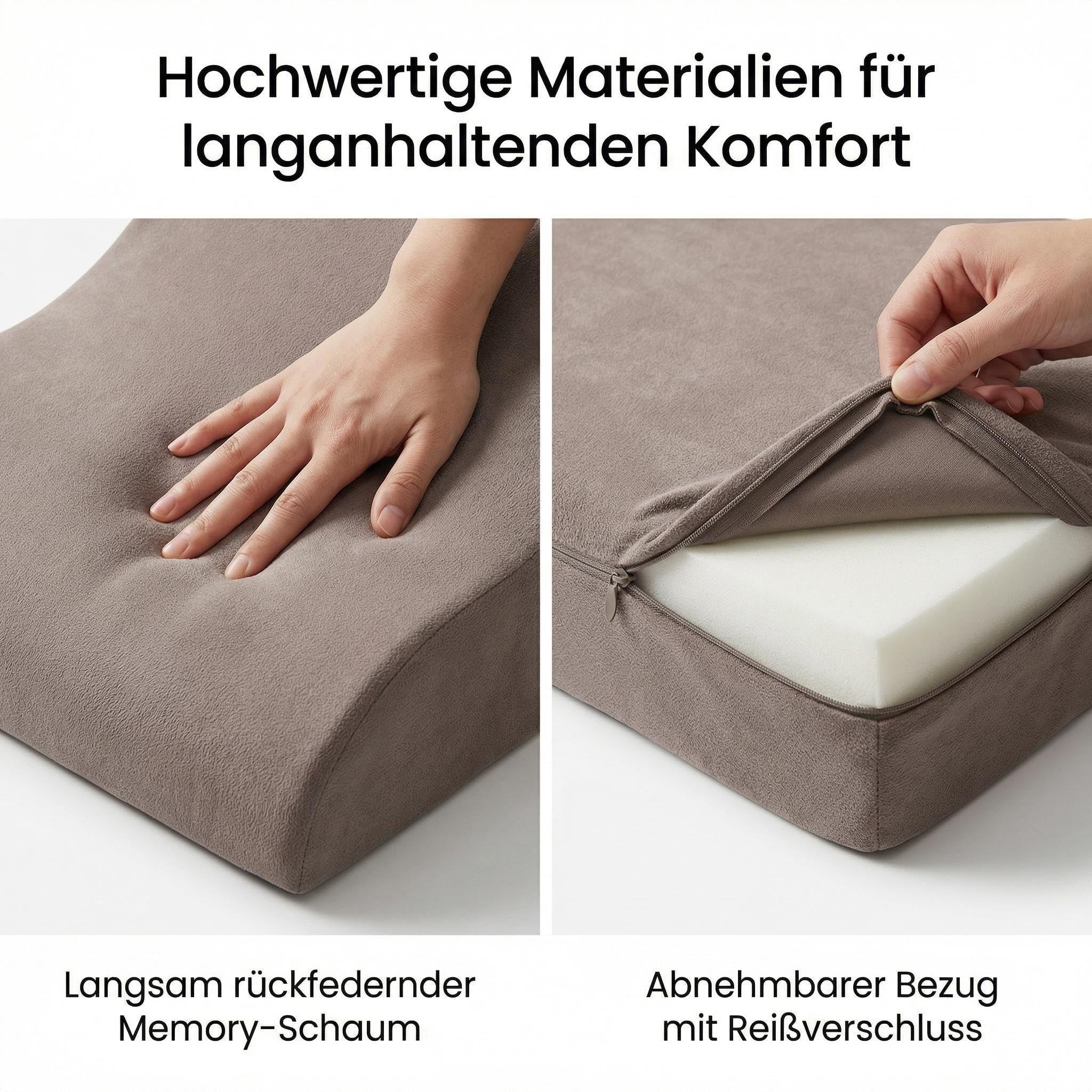 Beinkissen, Ergonomisches Venenkissen für Zeit nach Operationen | Orthopädisches Keilkissen Beinhochlagerungskissen mit Memory Foam – Waschbarer atmungsaktiver Bezug, 57x45x20cm.